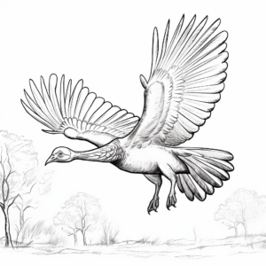 Flying Turkey Scene Coloring Pages 3