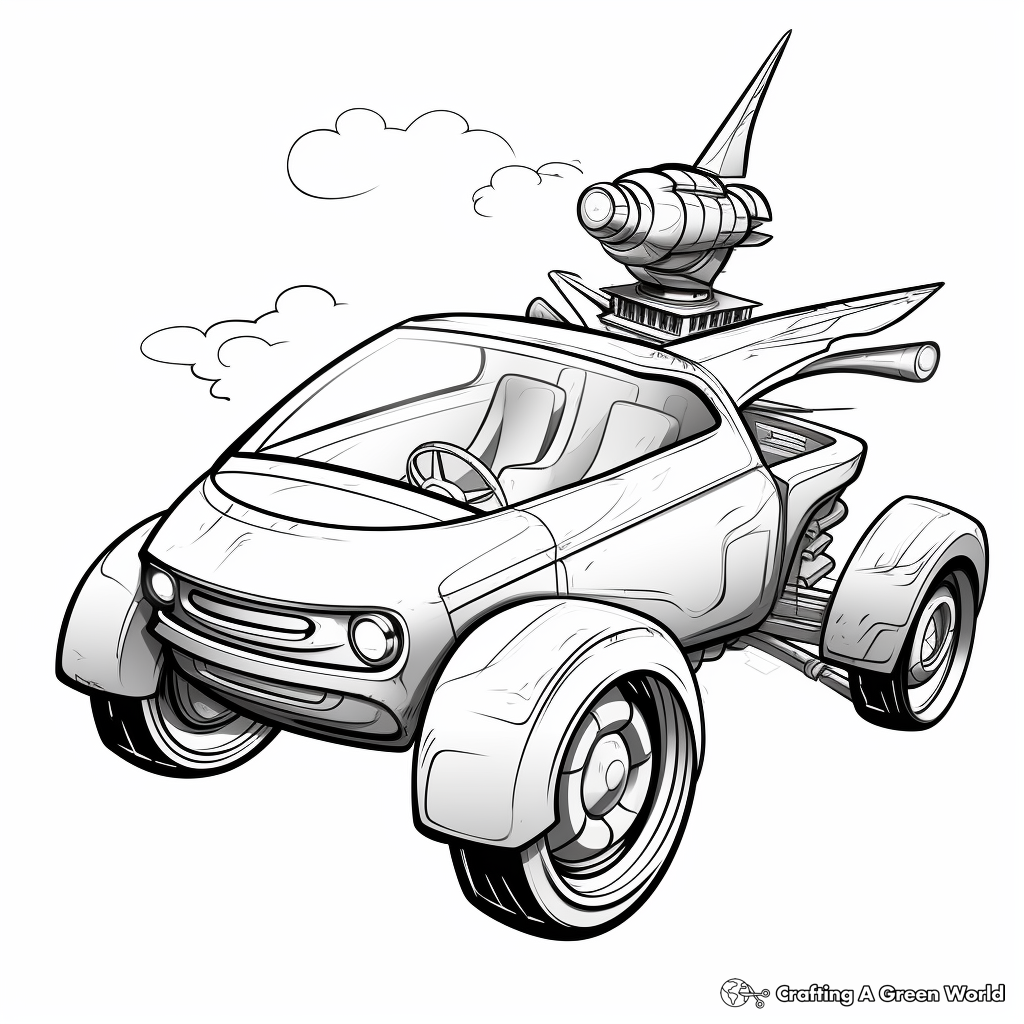 Flying Unicorn Car Coloring Pages 3