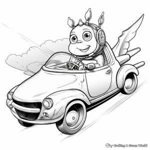 Flying Unicorn Car Coloring Pages 4