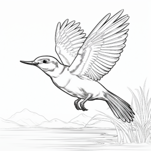 Focused Kingfisher Hunting Coloring Pages 1