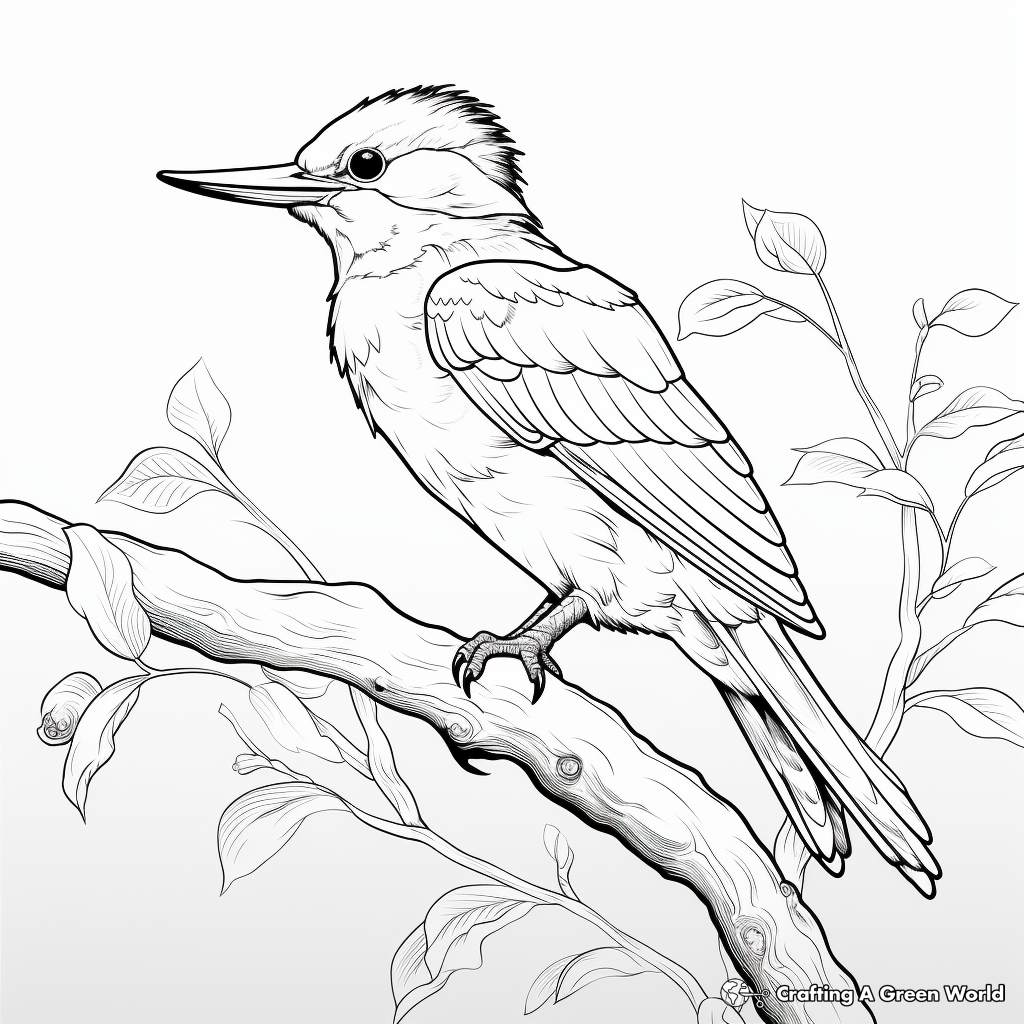 Focused Kingfisher Hunting Coloring Pages 2