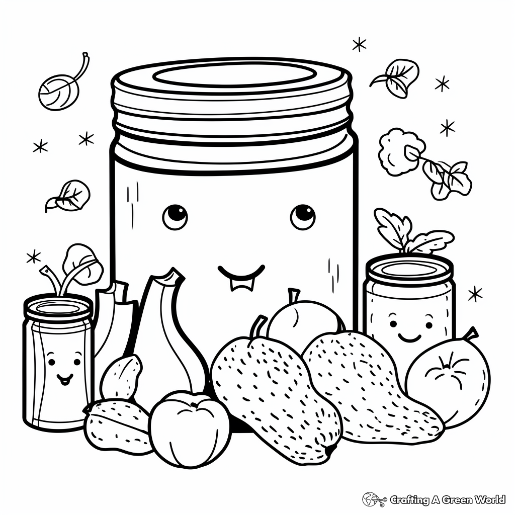 Food Can Coloring Pages: Vegetables and Fruits 1