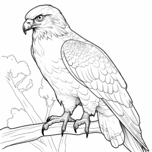 Forest Predator: Red Tailed Hawk Coloring Page 2