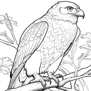 Forest Predator: Red Tailed Hawk Coloring Page 4