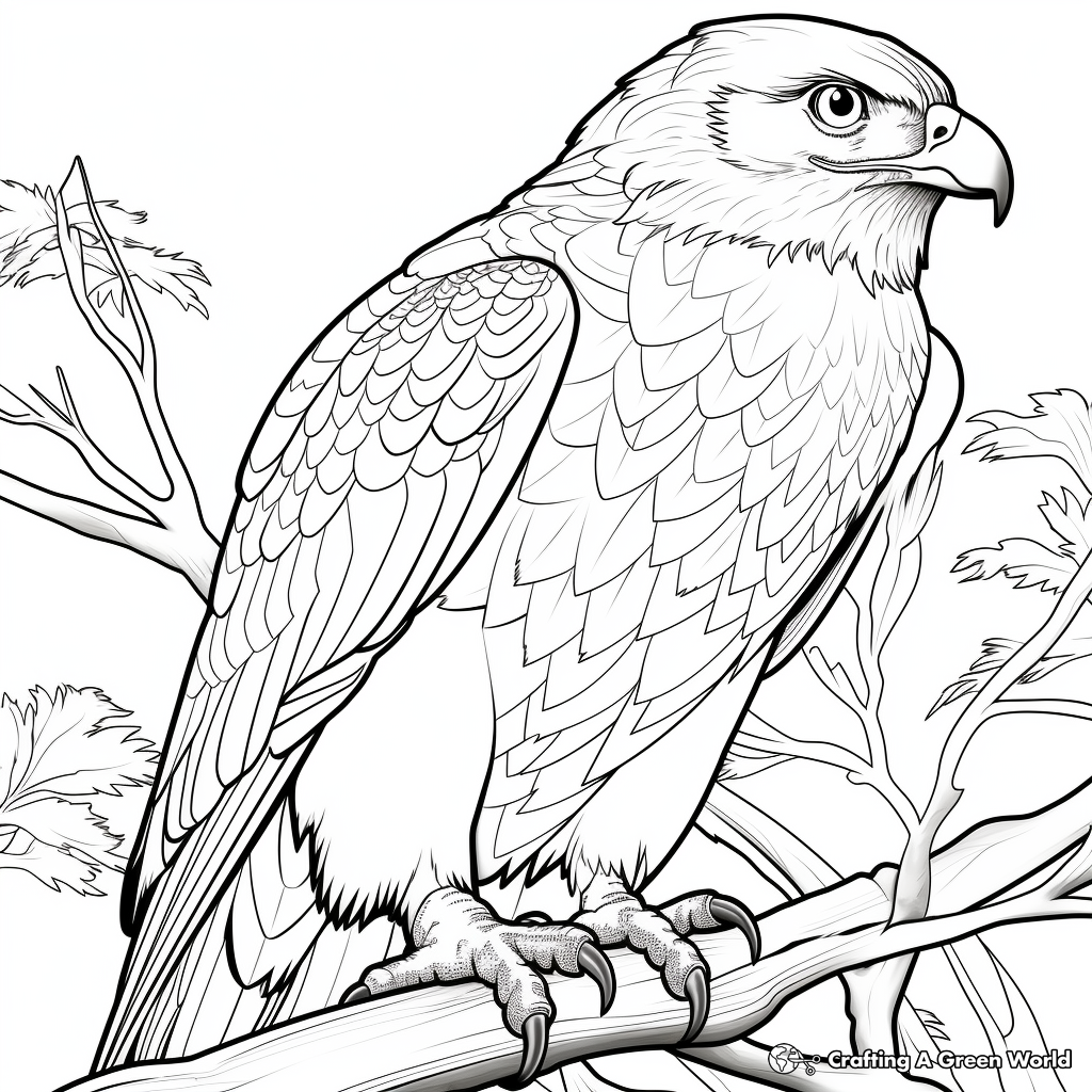 Forest Predator: Red Tailed Hawk Coloring Page 3