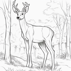 Forest-Scape with White Tailed Deer Coloring Page 2