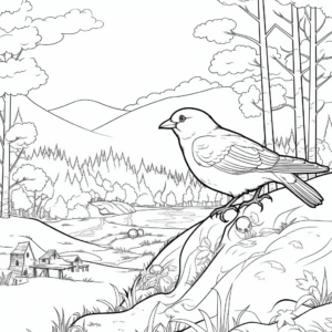 Forest Scene: Raven Habitat Coloring Pages 4
