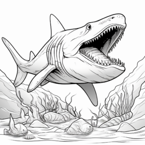 Fossil-Inspired Megalodon Coloring Pages 2