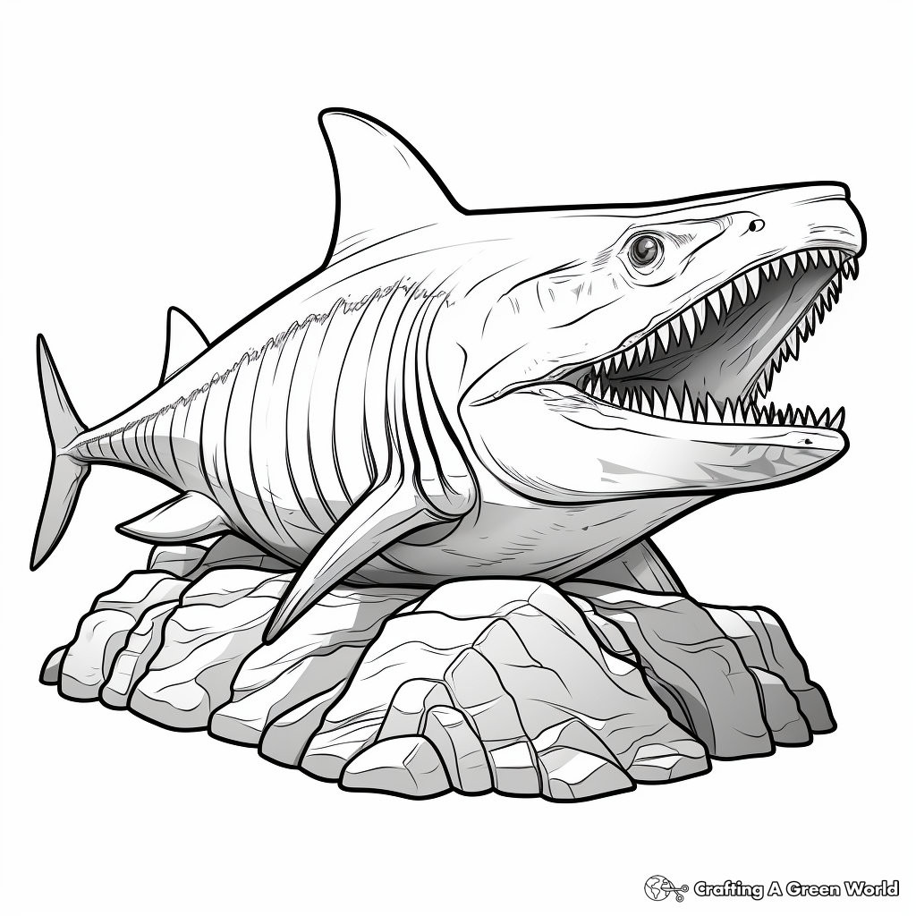 Fossil-Inspired Megalodon Coloring Pages 3