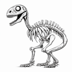 Fossilized Velociraptor Skeleton Coloring Pages 2