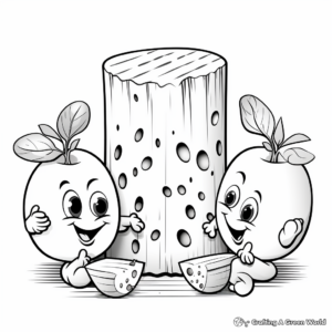 Four Cheese Macaroni Coloring Pages for Cheese Lovers 2