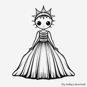 Free Downloadable Masquerade Ball Gown Dress Coloring Pages 1