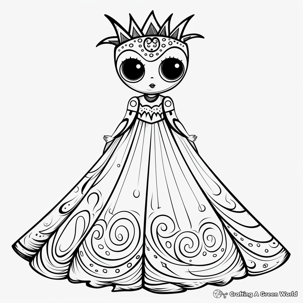 Free Downloadable Masquerade Ball Gown Dress Coloring Pages 3