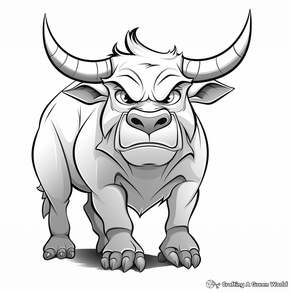 Free-Printable Angry Charging Bull Coloring Pages 2