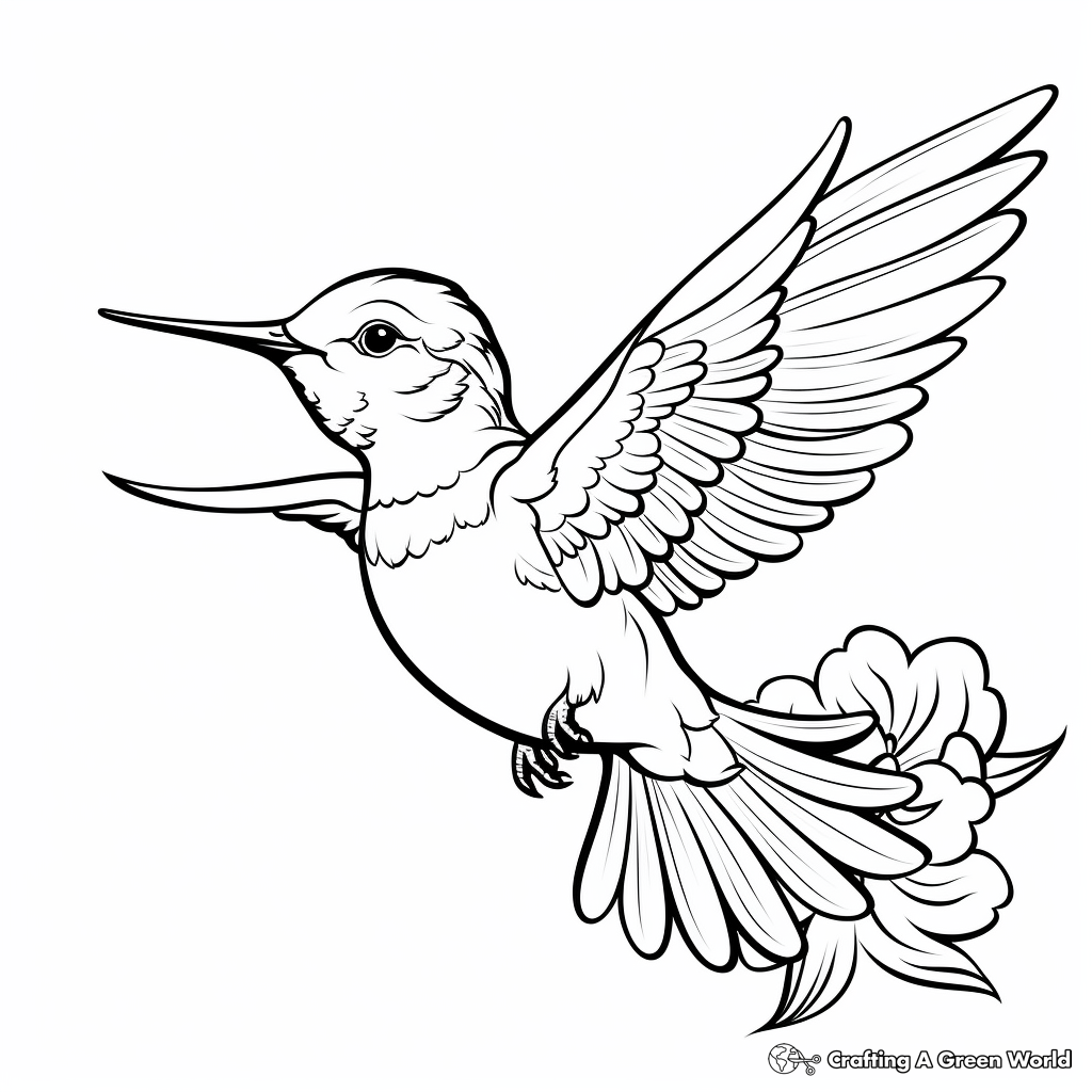 Free Printable Ruby Throated Hummingbird Coloring Pages 1