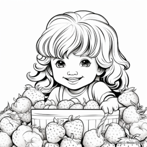 Freshly Picked Strawberry Coloring Pages 1