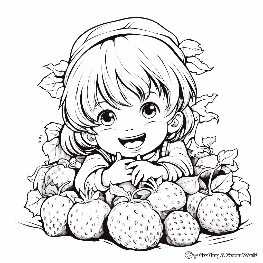Freshly Picked Strawberry Coloring Pages 2