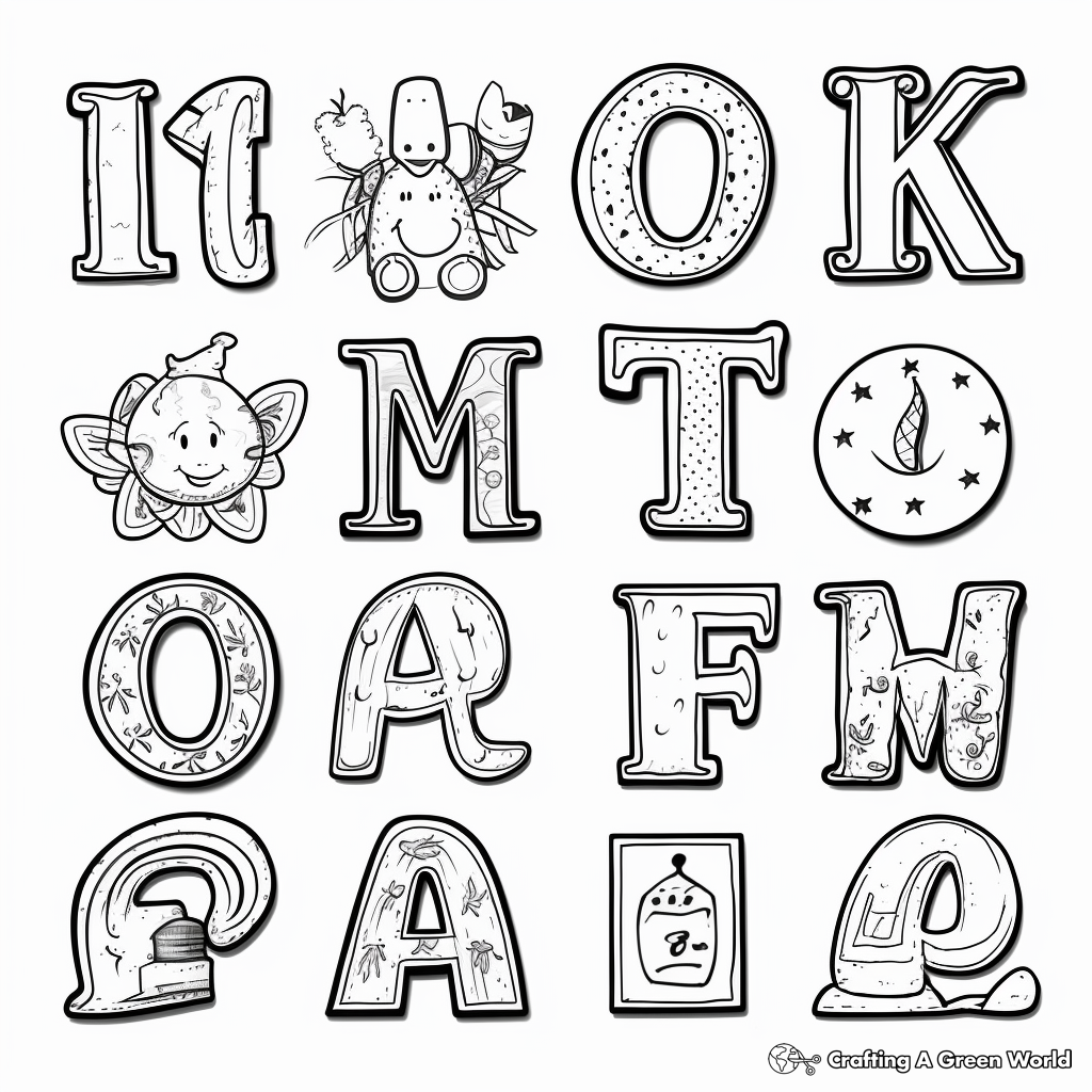 Fridge Magnets-themed Colorable Alphabet Pages 2