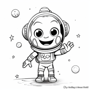 Friendly Alien and Astronaut Coloring Pages 1