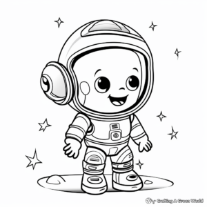Friendly Alien and Astronaut Coloring Pages 4