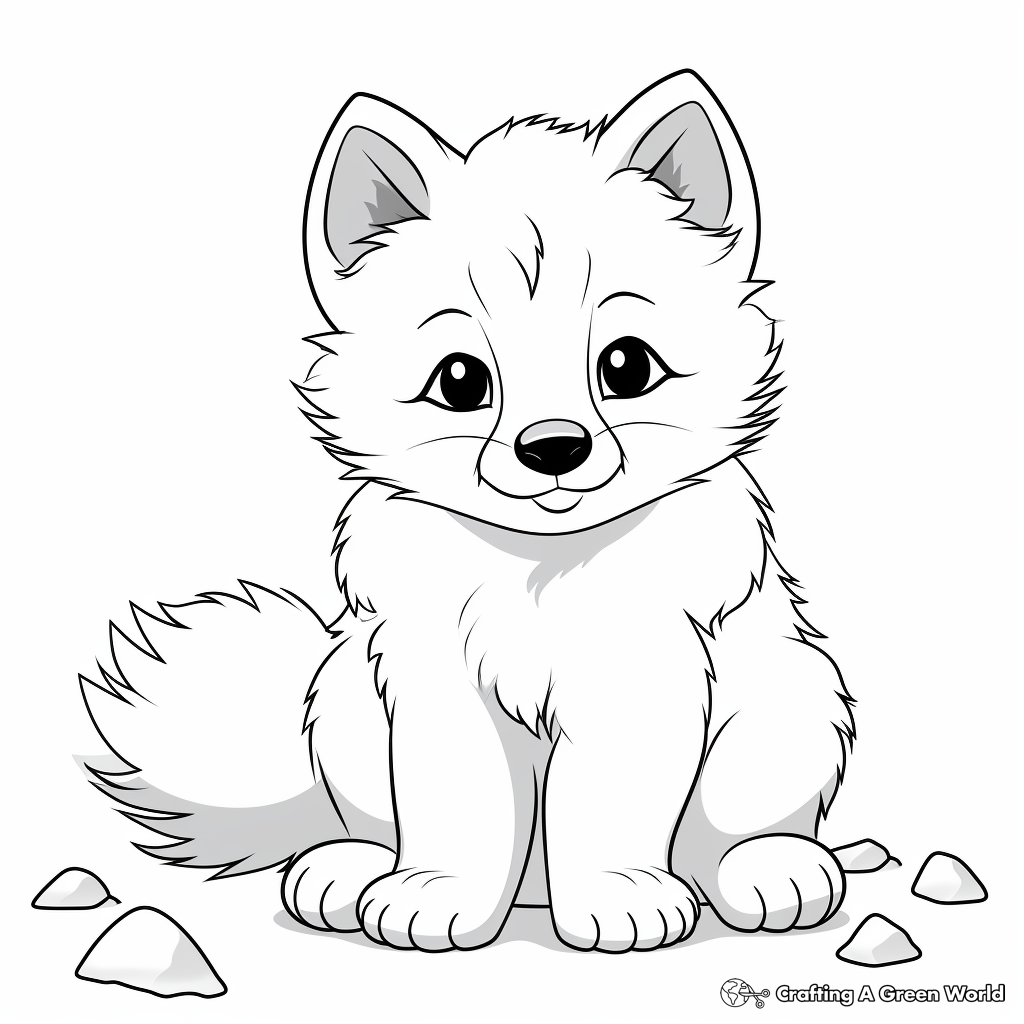 Friendly Arctic Fox Coloring Pages 1