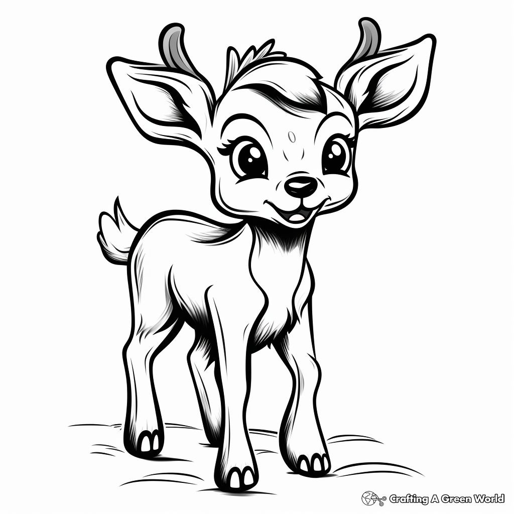 Friendly Baby Reindeer with Santa Claus Coloring Pages 4