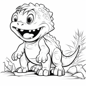 Friendly Baby T-Rex and Dinosaur Pals Coloring Pages 1
