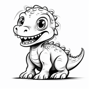 Friendly Baby T-Rex and Dinosaur Pals Coloring Pages 2