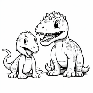 Friendly Baby T-Rex and Dinosaur Pals Coloring Pages 4