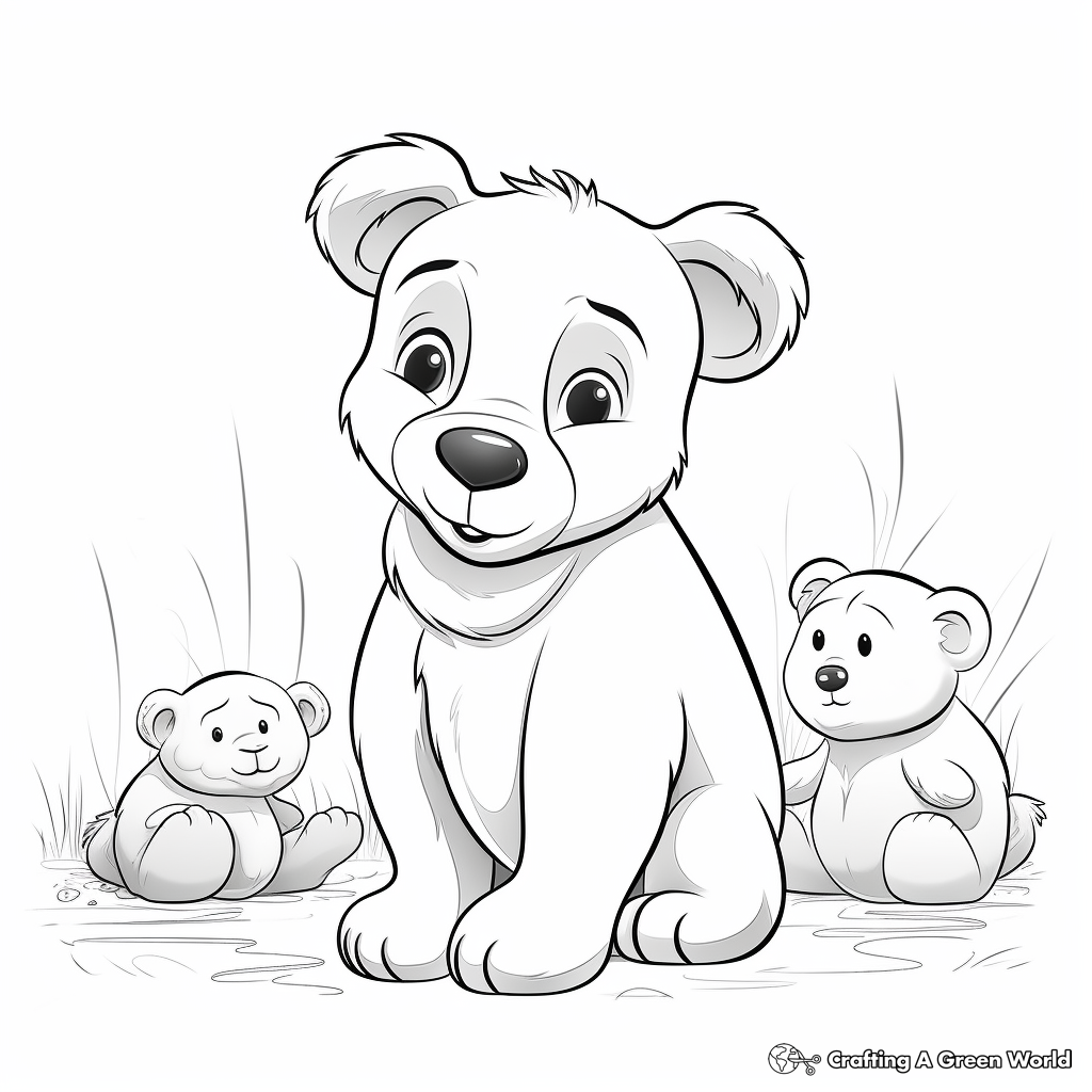 Friendly Bear Cub Meeting Other Animals Coloring Pages 3