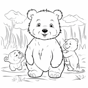 Friendly Bear Cub Meeting Other Animals Coloring Pages 4