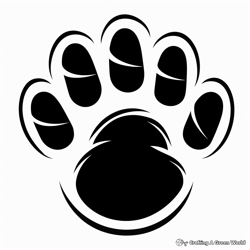 Friendly Bear Paw Print Coloring Pages for Kids 1