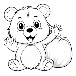 Friendly Beaver Waving Coloring Pages 1