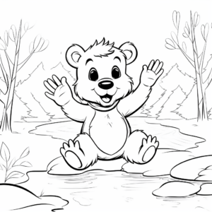 Friendly Beaver Waving Coloring Pages 2