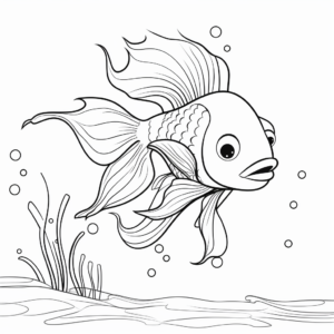 Friendly Betta Fish Coloring Pages for Children 1