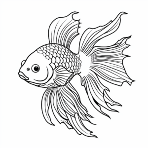 Friendly Betta Fish Coloring Pages for Children 3