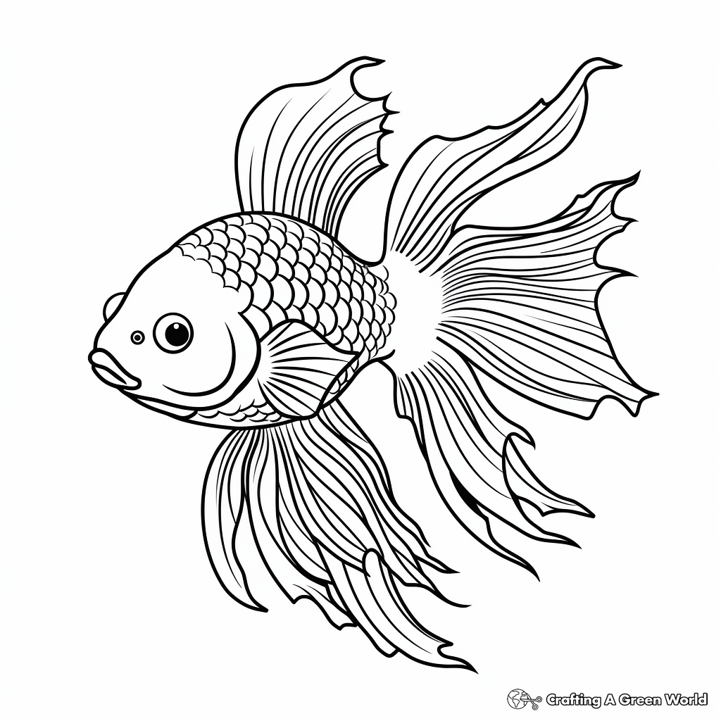 Friendly Betta Fish Coloring Pages for Children 3