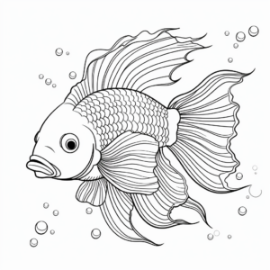 Friendly Betta Fish Coloring Pages for Children 4