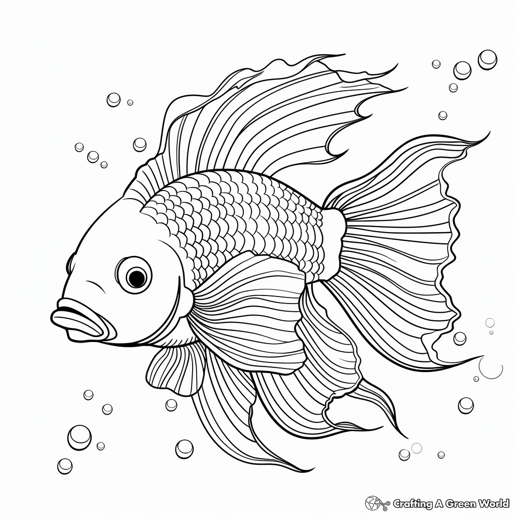 Friendly Betta Fish Coloring Pages for Children 4