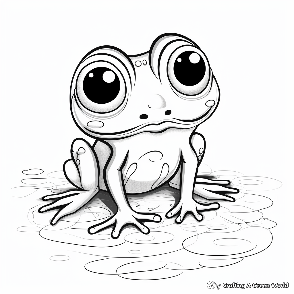 Friendly Big-Eyed Frog Coloring Pages 1