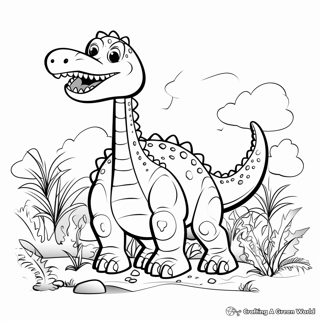 Friendly Brontosaurus Coloring Pages 1