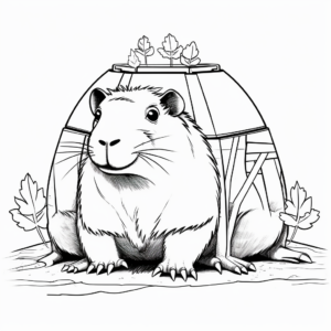 Friendly Capybara and Turtle Coloring Pages 1