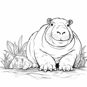 Friendly Capybara and Turtle Coloring Pages 3