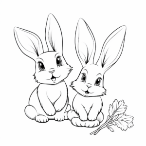 Friendly Carrot Sharing Baby Bunny Coloring Pages 1