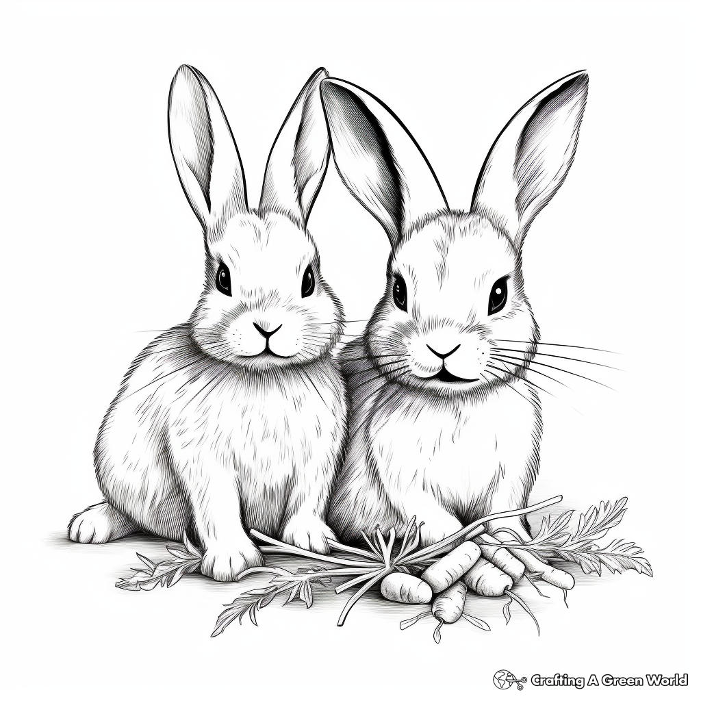 Friendly Carrot Sharing Baby Bunny Coloring Pages 2