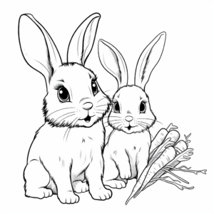Friendly Carrot Sharing Baby Bunny Coloring Pages 4