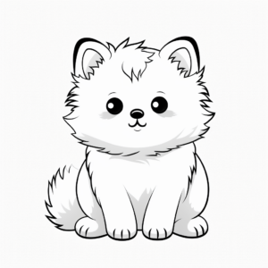 Friendly Cartoon Arctic Fox Coloring Pages for Kids 2