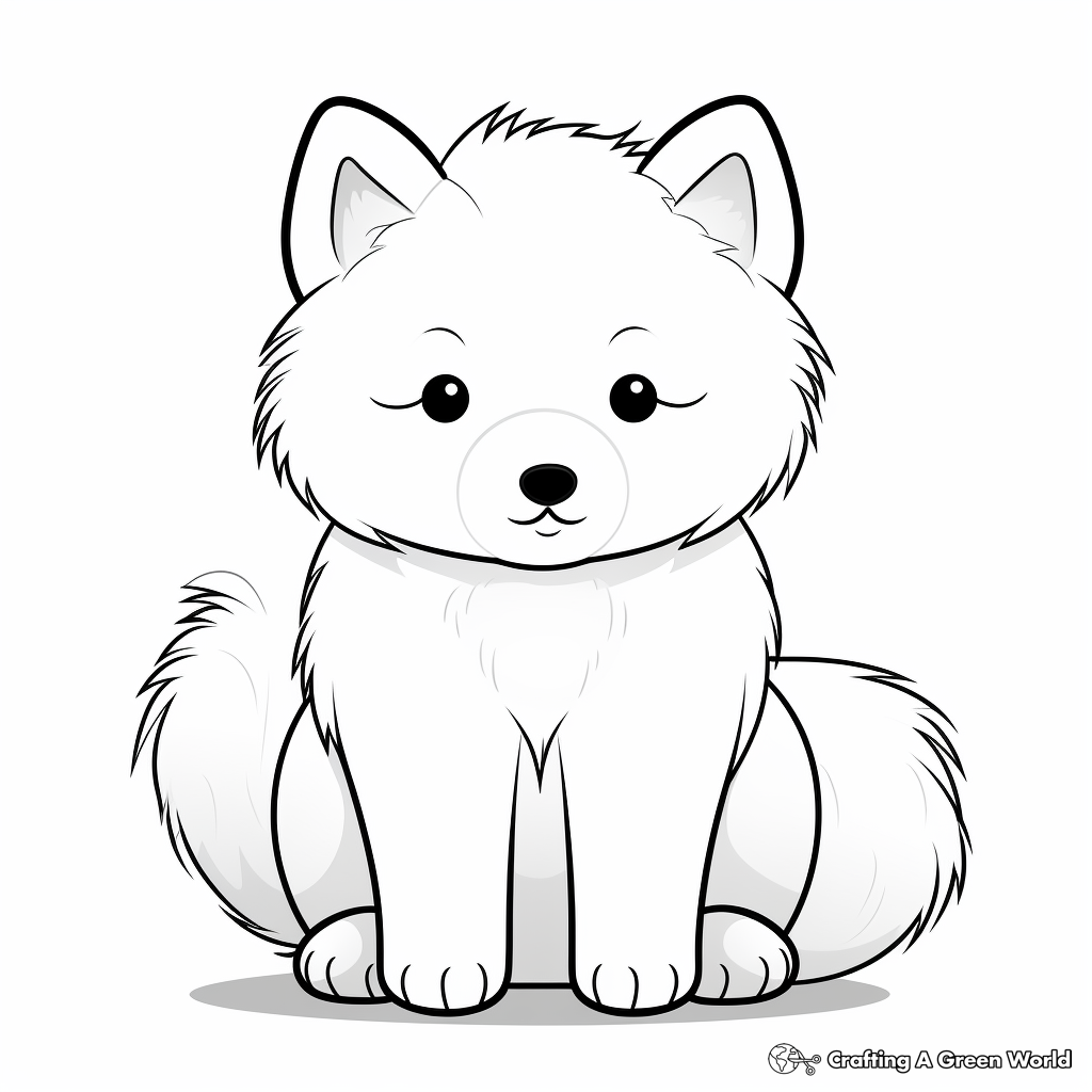 Friendly Cartoon Arctic Fox Coloring Pages for Kids 3