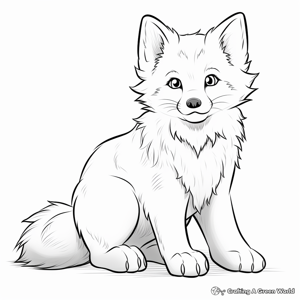 Friendly Cartoon Arctic Fox Coloring Pages for Kids 4