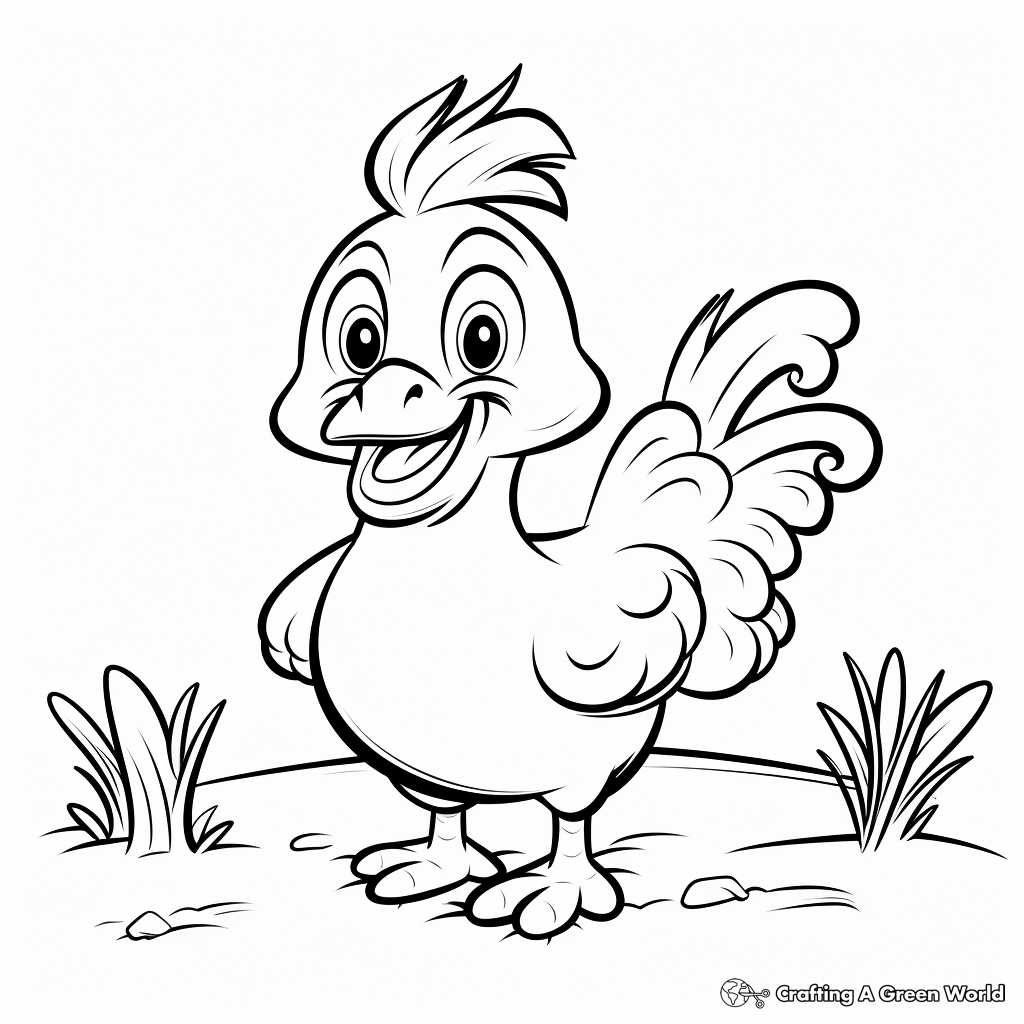 Friendly Cartoon Chicken Coloring Pages for Kids 1